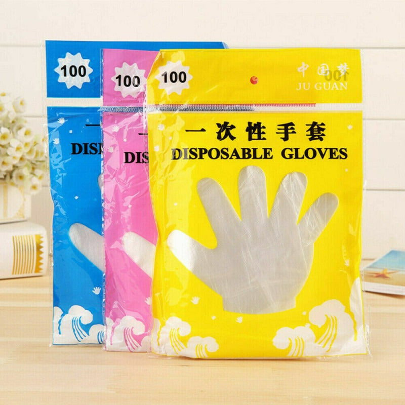 100 PCS Transparent Food-Safe Kitchen Gloves