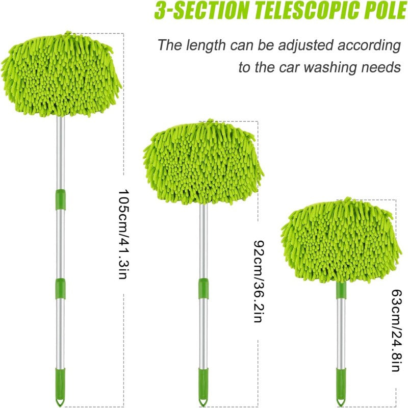 2 in 1 Car Wash Mop Mitt with Long Handle Scratch Cleaning tool