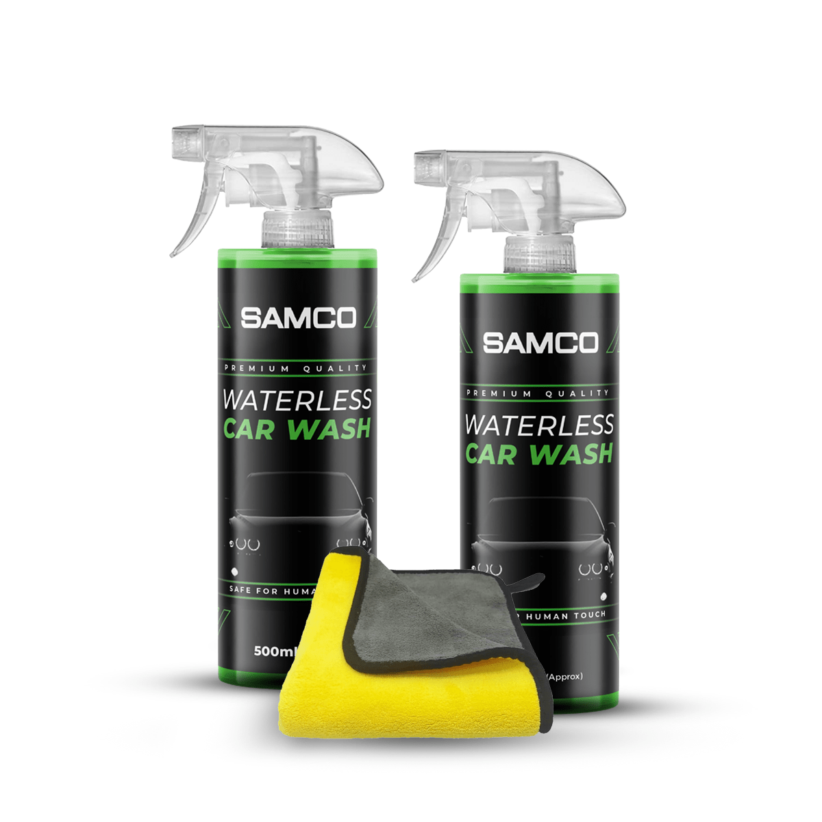 Pack of 2 Samco Waterless Car Wash - 500ml with Microfibre Towel