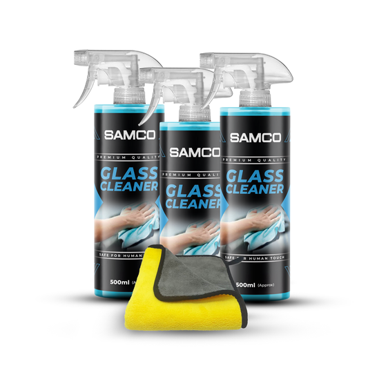 Pack of 3 Samco Glass Cleaner - 500ml with Microfibre Towel